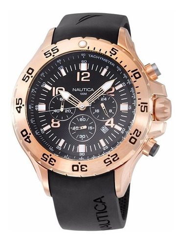 Reloj Nautica N18523g Hombre Cronografo Goma 100% Original