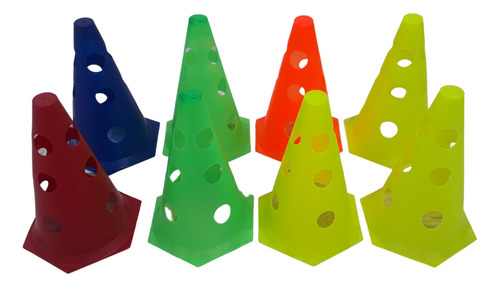 Kit Agilidade Cones Furados 24cm 16 Cones E 8 Barreiras