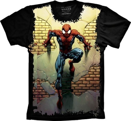 Camiseta Unissex Preta Super Heróis Homem Aranha Plus Size