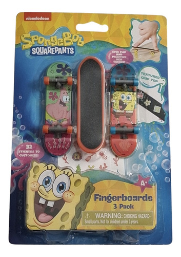 Nickelodeon Bob Esponja Paquete De 3 Patinetas 32 Pegatinas