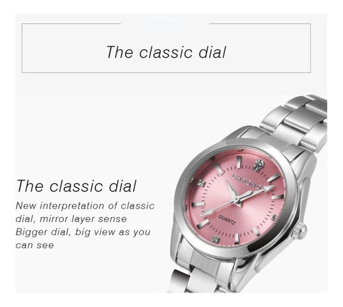 Relojes Chronos Ch23 Diamond De Cuarzo Inoxidable Color Del Fondo Rosa