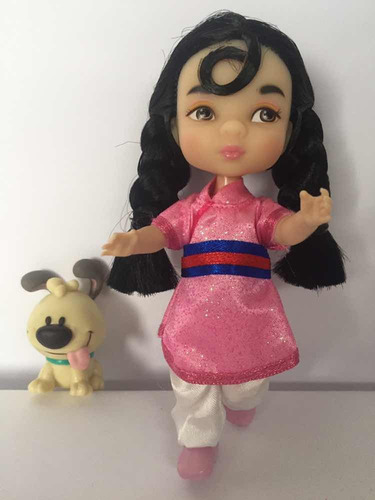 Mini Boneca Disney Animators Mulan E Mascote