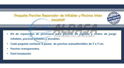 2 Paq. Parche Reparador Inflables Y Piscinas Intex Bestway