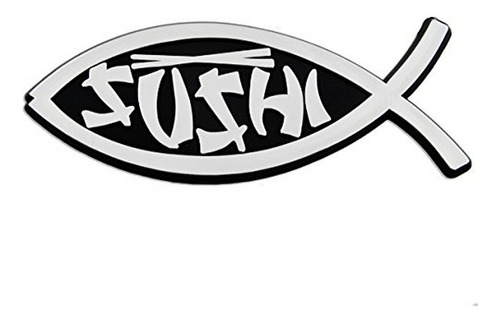 Emblema Auto De Pez Sushi Plástico - Plata