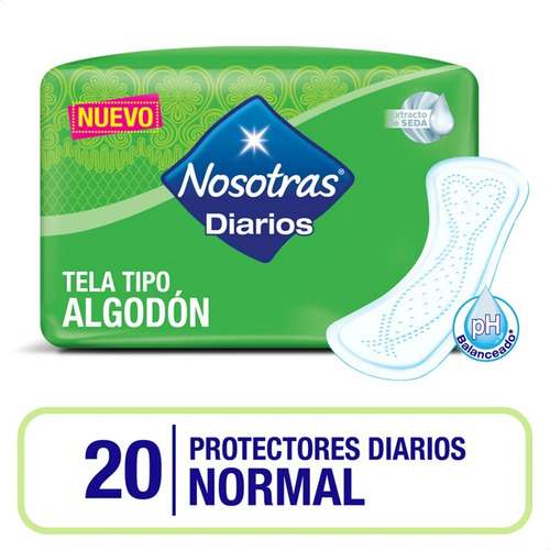 Imagen 2 de 7 de Nosotras Normal Tela Tipo Algodón Protector Diario X20 Und