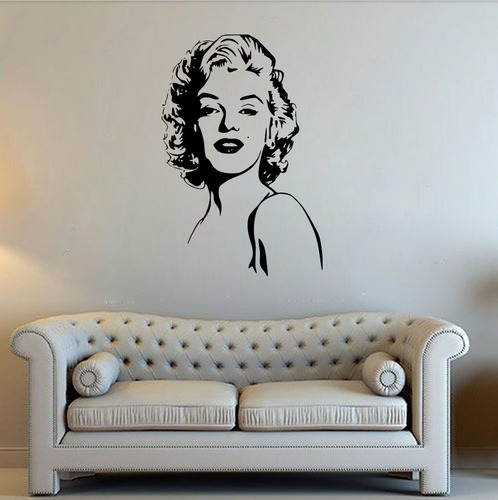 Viniles Decorativos Vinil Para Pared Marilyn Monroe Retrato Color Negro