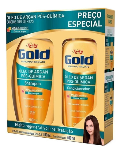 Kit Shampoo 300ml+ Condicionador 200ml Niely Óleo Argan