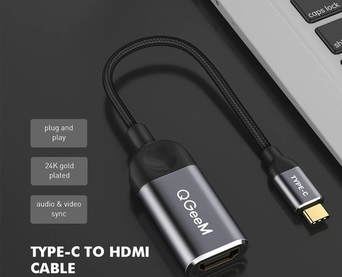 Imagen 3 de 5 de Mini Adaptador Full Hd Audio Y Video Usb Tipo C - Hdmi Qgeem