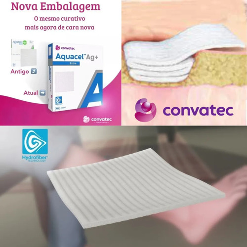 Kit 2 Curativos Aquacel Prata E Fibra Ferimentos Lesao Pele