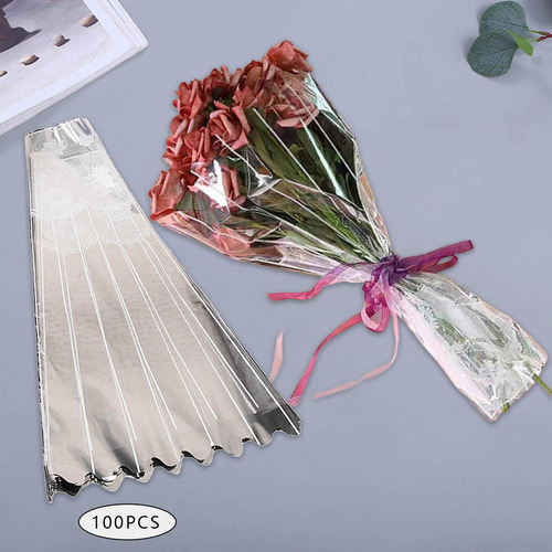 100 Fundas De Celofán Para Ramo De Flores, 8cmx28cmx40cm