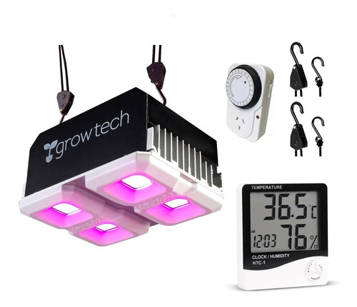 Led Luz Cultivo Indoor Growtech 200w Poleas Timer Termohigro