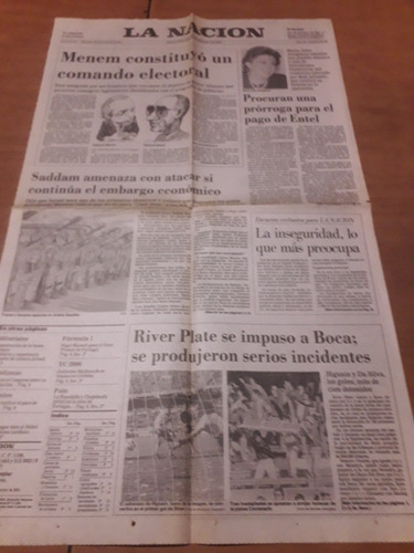 Tapa Diario Nación 24 09 1990 River Vs Boca Entel Alsogaray 