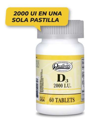 Vitamina D3 - Qualivits 60 Cápsulas - 2000 Iu 