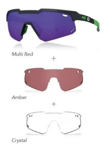 Óculos De Sol Esportivo Hb Shield Evo Mountain Kit 3 Lentes Desenho Purple Gray