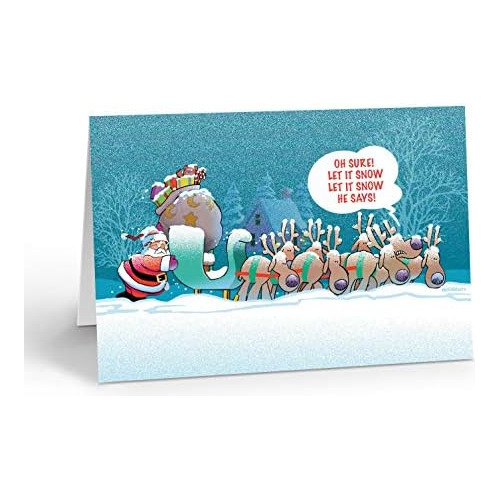 Tarjetas De Navidad Divertidas Caja  Let It Snow, Let I...