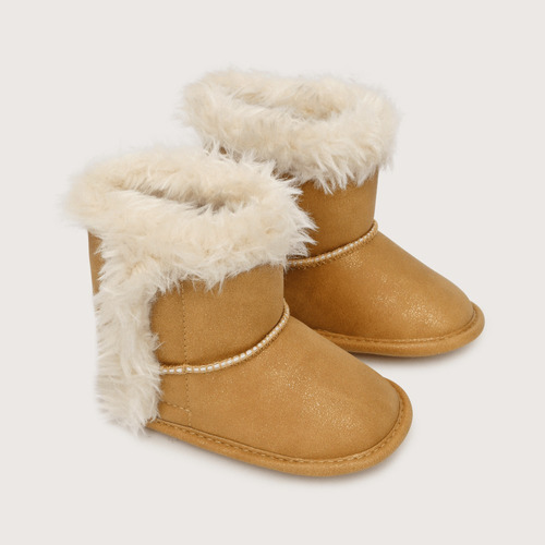 Bota Niña Bebe Interior Con Pelo Y Velcro Camel (14 A 18)