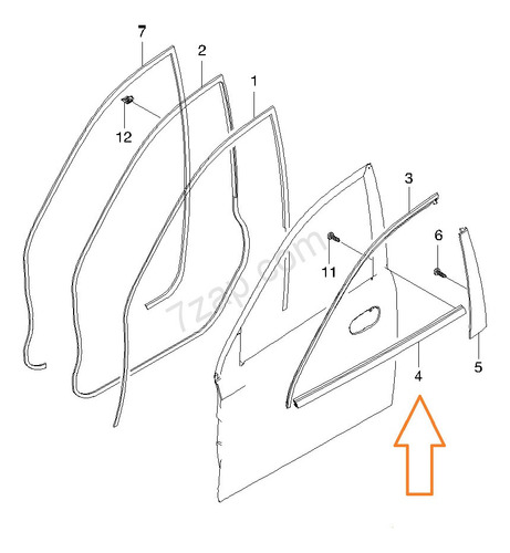 Moldura Cepillo Lame Vidrio Optra Puerta Delantera Derecha