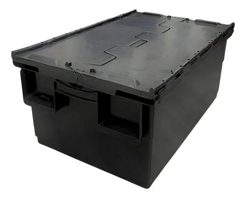 Caja Con Tapa Apilable Plastico Reforzado 46 Lts Sufin Color Negro