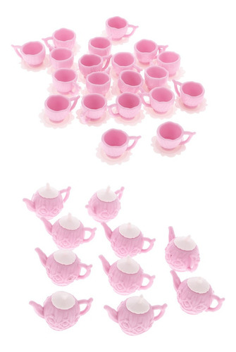 10 Juegos Casa De Muñecas En Miniatura Plástico Rosa Tea
