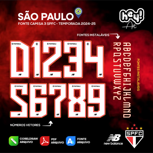 Fonte Vetor Camisa São Paulo No3 | 2024 2025 Vetorizada