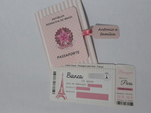 Imagem 1 de 7 de 20 Convites Passaporte Paris 