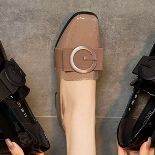 Zapatos Gruesos De Tacón Bajo Con Punta Cerrada Para Mujer,