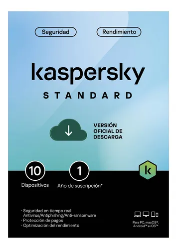 Antivirus Kaspersky Standard 10 Dispositivos 1 Año