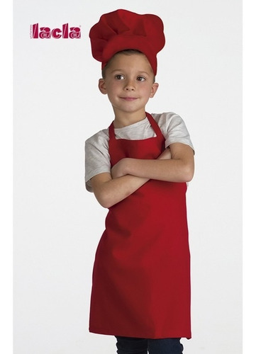Imagen 5 de 10 de Combo Delantal + Gorro Para Niños Mini Chef Colores