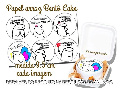 Imagem 1 de 1 de Flork Papel De Arroz Mini Bolo Bento Cake Frases Comestível 