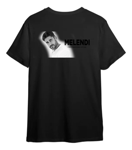 Remera Negra Hombre Estampada Vinilo Melendi