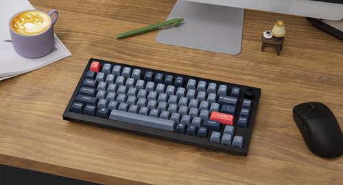 Teclado Mecanico Keychron V1 Max Qmk (v1md4) 75% , 84 Keys, Full Ensamble , Rgb , Knob , Hotswap , Bluetooth / 2.4ghz / Cableado , Switch Gateron Jupiter Banana , Ingles Us , Color Negro Carbon