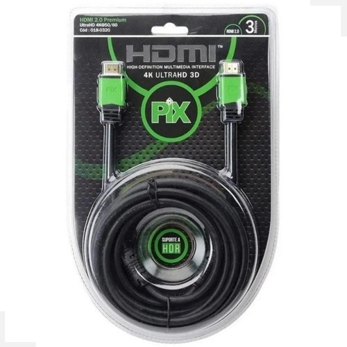 Cabo Hdmi 19 Pinos 3 Metros 2.0 4k Ultra Hd 3d Uhd C/ Filtro
