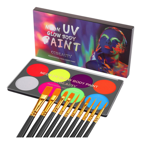 Ccbeauty Gran Paleta De Pintura Corporal Con Brillo Uv, Kit 