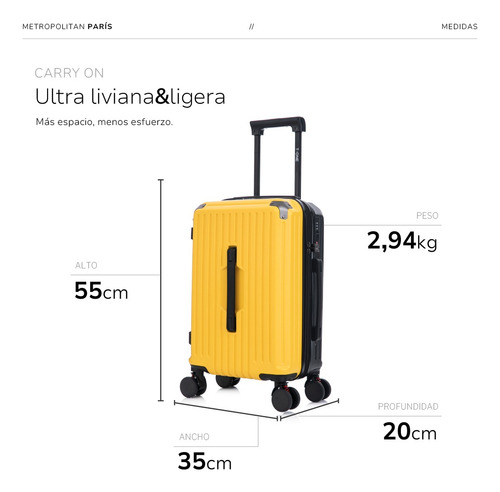 Valija Carry On Rigida Candado Tsa 20 Paris T-onebag Amarillo Lisa