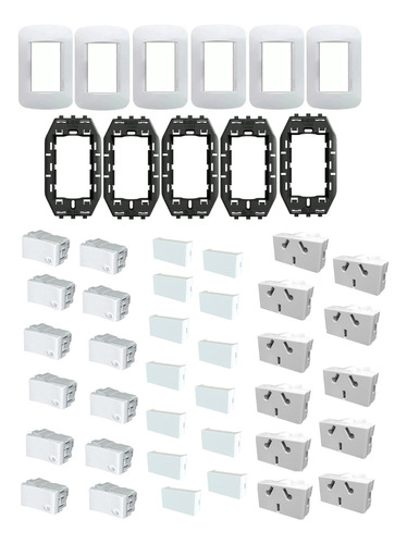 Combo Modulo Armado Jeluz Punto Toma Bastidor Tapa Tapon