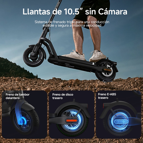 Scooter Eléctrico Navee N65i 40km/h 65km Patín Plegable Color Negro
