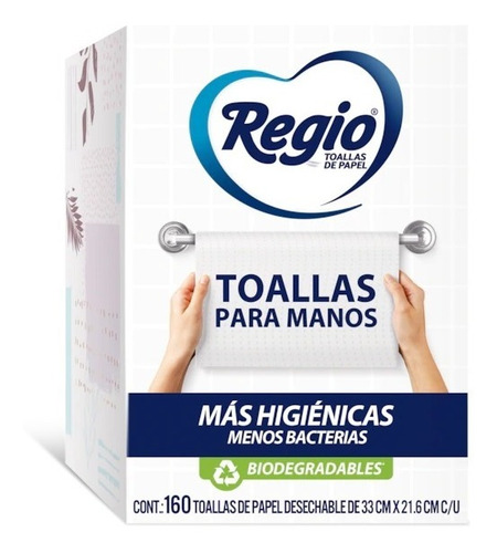 Toallas Desechables Para Manos Regio 160 Pzas