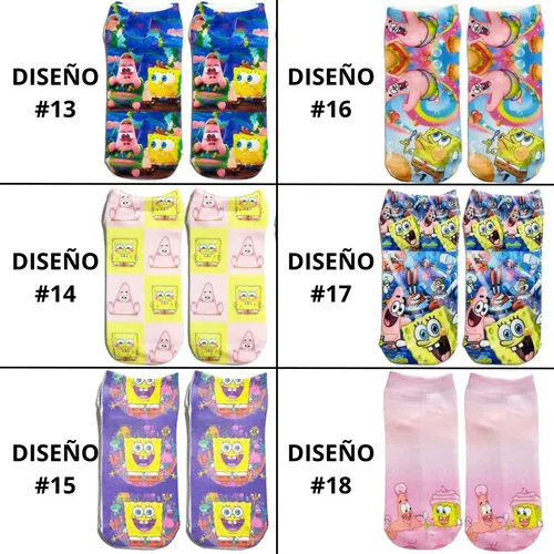 Medias Tobilleras Sublimadas Bob Esponja Unisex X12