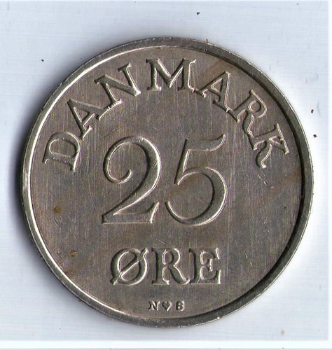 Moneda De Dinamarca 25 Ore 1954