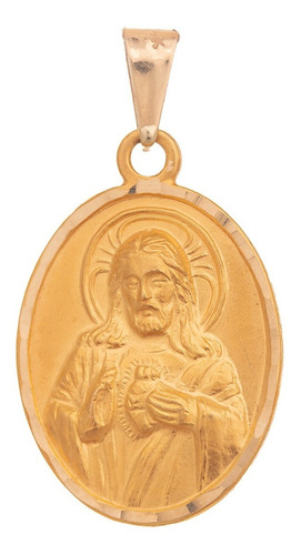 Medalla Vaciada Sagrado Corazón De Jesús Oro 14k 