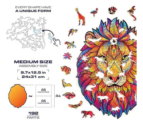 Rompecabezas Madera León Piezas Forma Única
