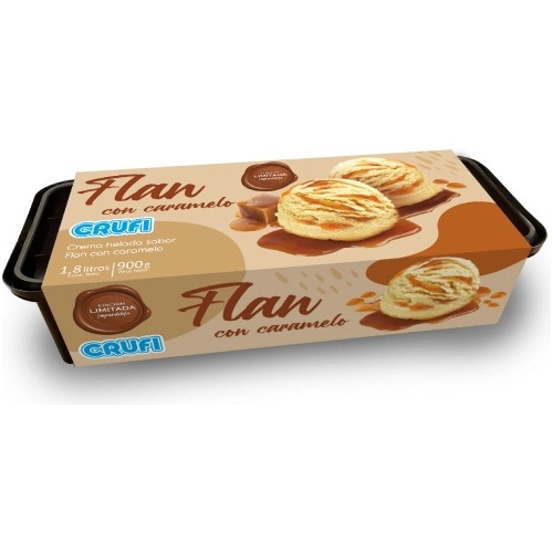 Postre Helado Flan Con Caramelo Crufi