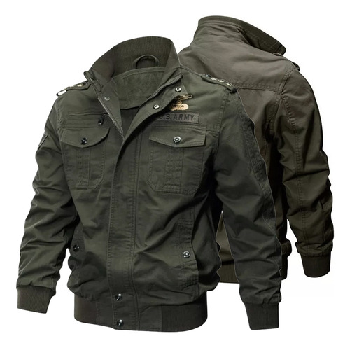 Chaqueta Para Hombre, De Algodón, Estilo Militar, Talla Gran