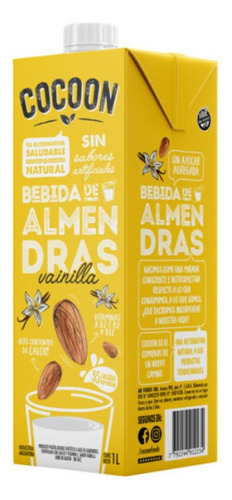 Bebida De Almendras Vainilla Cocoon 1 Lt 