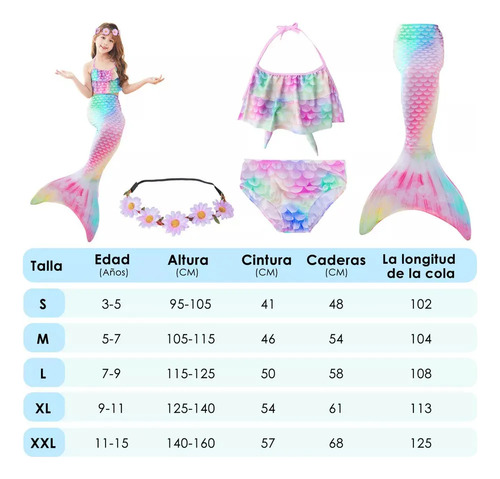 Bikinis Con Forma De Cola De Sirena Para Niñas, 4 Piezas