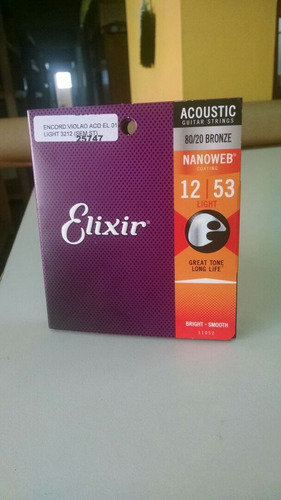 Encordoamento Violão Aço Elixir Nanoweb 012 Light