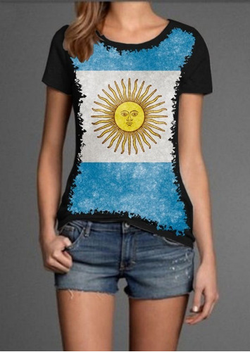 Blusa Fem. 5%off Bandeira Da Argentina Premium Personalizada