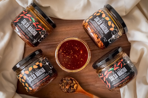 6 Pack Salsa Macha Habanero Aceite De Oliva Cacahuates 250g