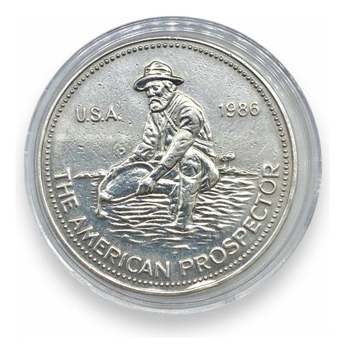 Moneda De Plata 1 Onza Troy The American Prospector Año 1986 (Usado)