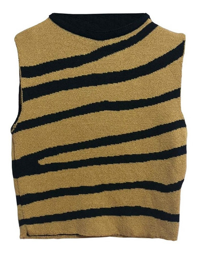 Imagem 1 de 2 de Cropped Feminino Modal Trico Blusinha Regata Zebra